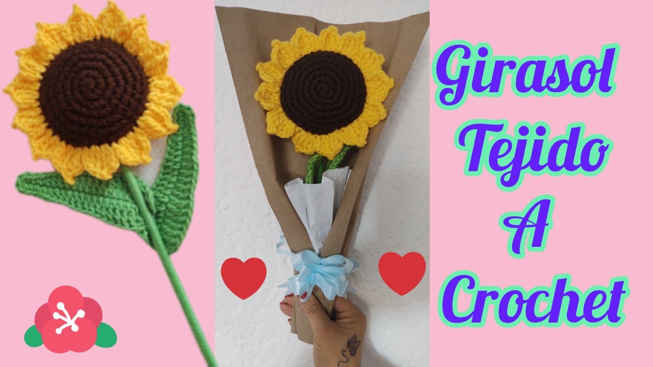 girasol tejido a crochet o ganchillo como tejer girasol flores tejidas #floreseternas