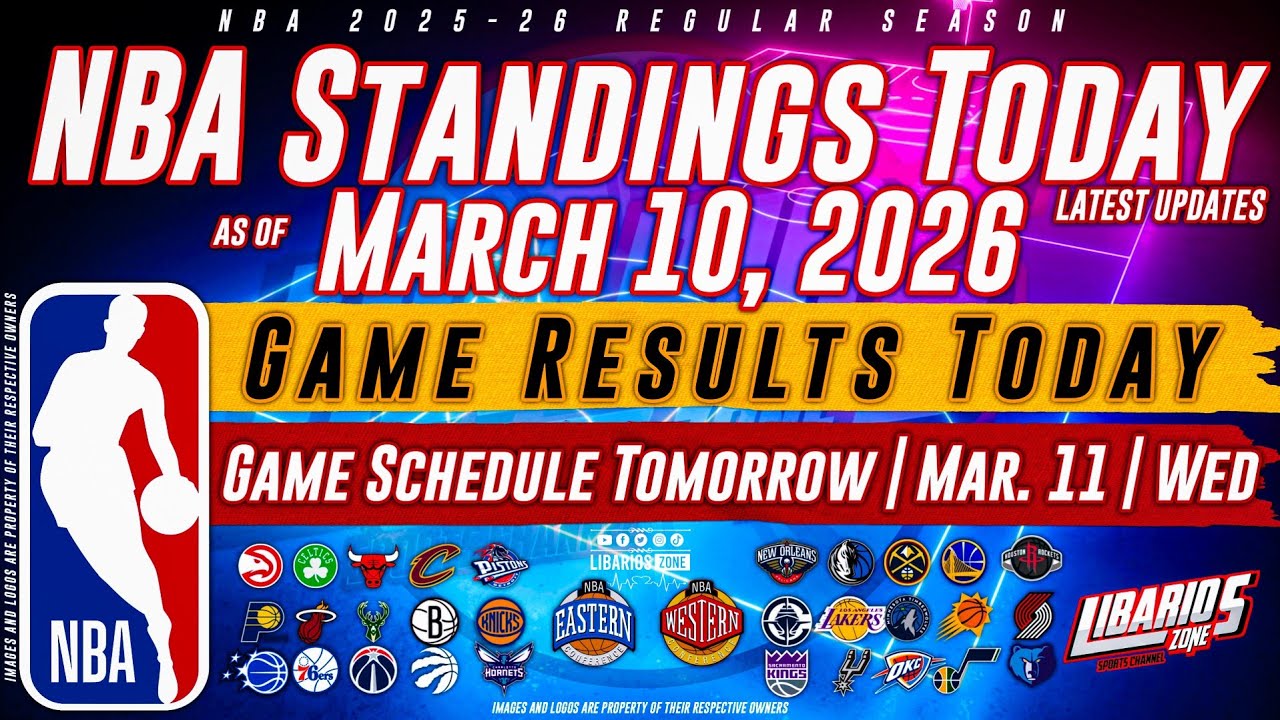 NBA Standings Today as of March 10, 2026 | Game Results Today | Games Tomorrow | March 11 | Wed