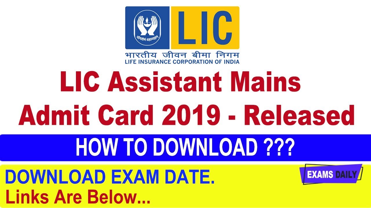LIC Assistant Mains Admit Card 2019 || Download Exam Date 2019 || Examsdaily