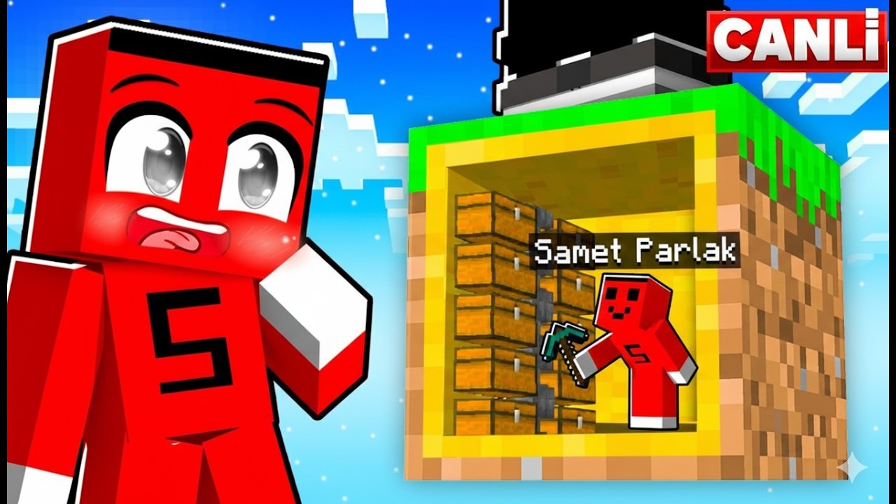 [ CANLI YAYIN ] HASAN'ın TEK BLOK ADASINA MİNİK GİZLİ BASE YAPTIM !! - Minecraft