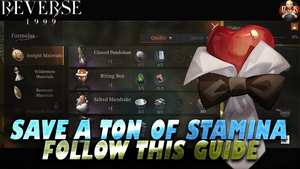 [Reverse: 1999] - SAVE STAMINA by following this guide for farming & crafting material! Math shown!