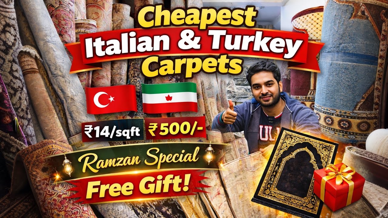 Cheapest Italian & Turkish Carpets🤩| Ramzan Special Free Gift | Carpet Market In Delhi | Jama Masjid
