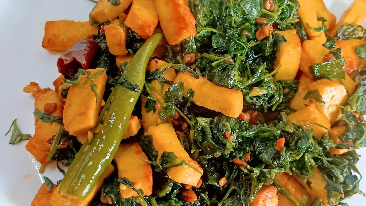 Панир Дие Мети Сааг Бхаджа | Рецепт Мети Сааг на бенгали | Рецепт Мети Шака