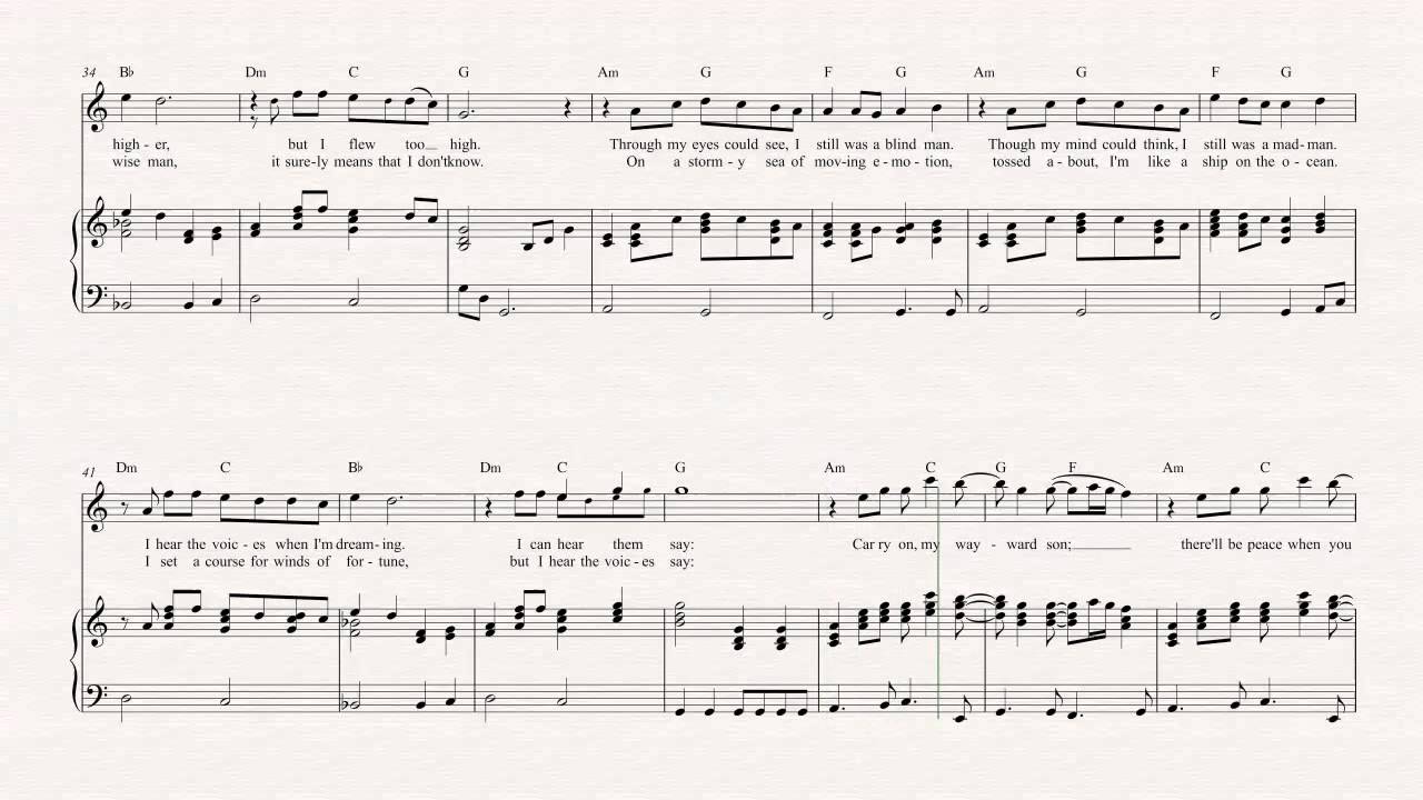 Violin  - Carry On Wayward Son - Kansas Sheet Music, Chords, & Vocals