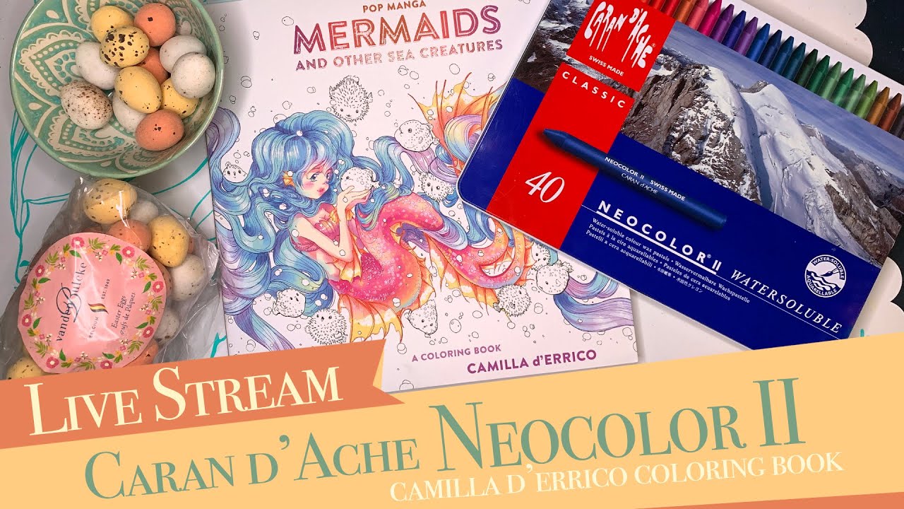 Caran d’Ache Neocolor II | Camilla d’Errico Mermaids Coloring Book | Journal Flip