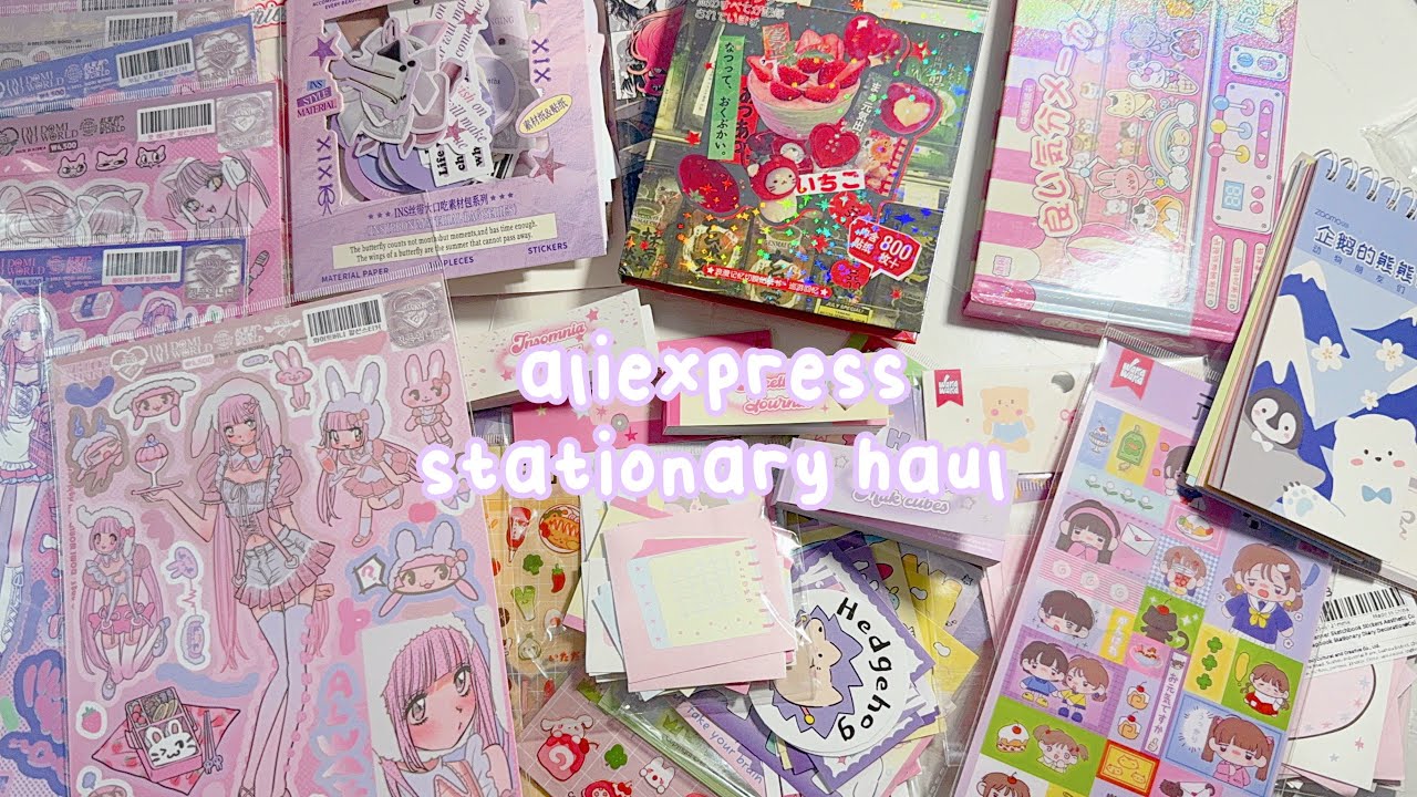 aliexpress stationary haul 🍥 | stickers books, memo pads, pretty illustrations stickers