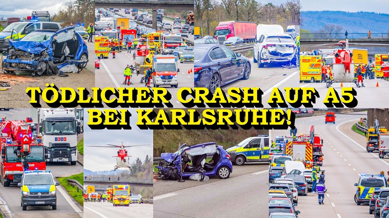 +++ TÖDLICHER CRASH AUF DER AUTOBAHN +++ MEHRERE SCHWERVERLETZTE | 2 HUBSCHRAUBER IM EINSATZ | A5