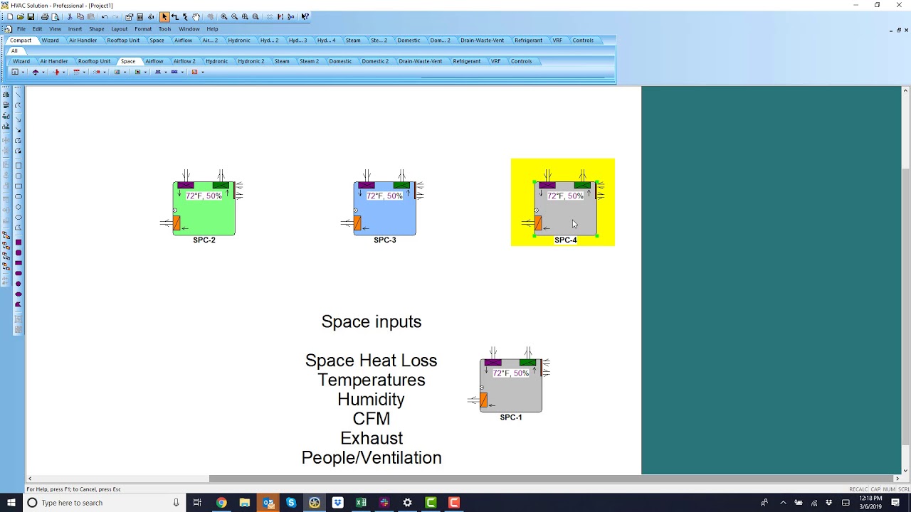 ASHRAE 62, ASHRAE 170 Spaces and Load Data Input
