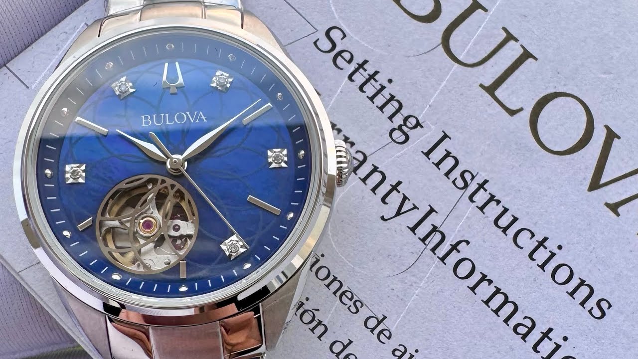 BUL0VA Dial xanh dương kết hợp với open heart lộ tim #96P191 0937508840