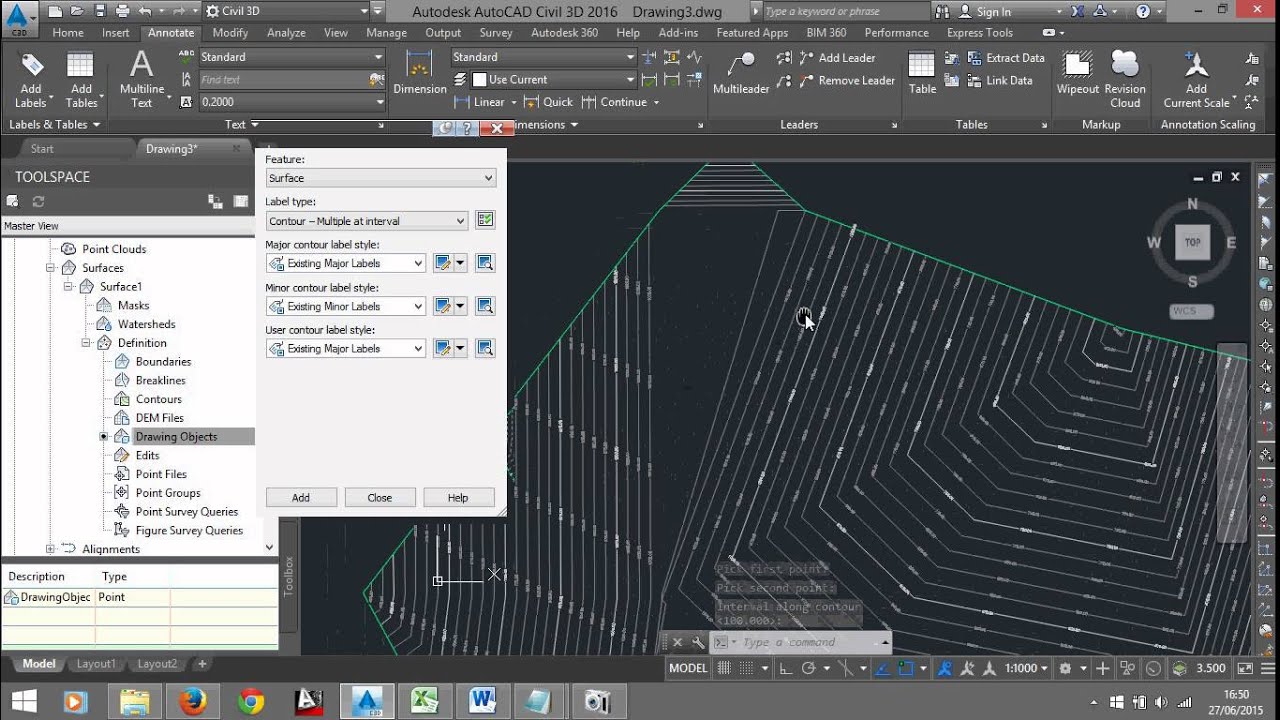 Gerando curvas de nivel AutoCad Civil - Topografia