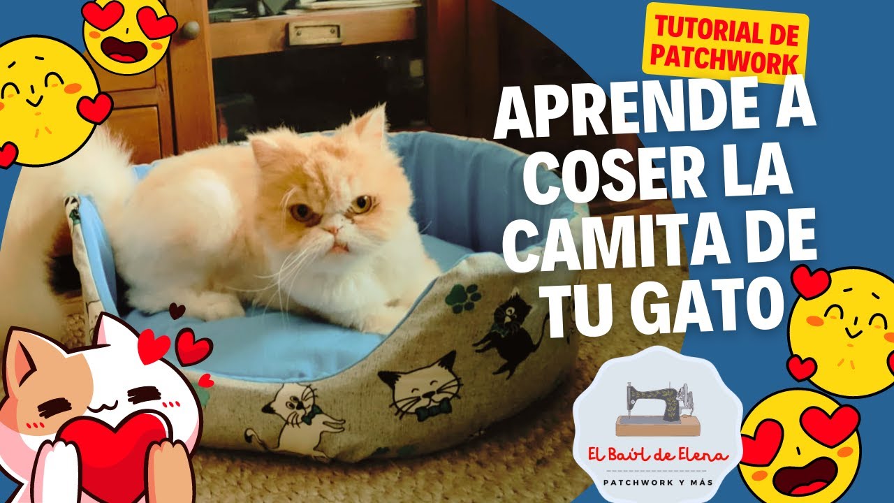 Aprende a coser tú misma la camita de tu gato. Patchwork fácil y económico.