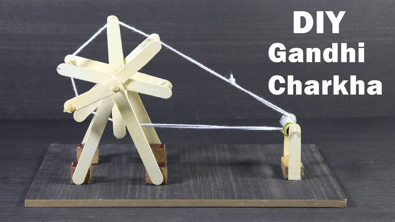 How To Make Gandhi Charkha with Icecream Sticks - DIY School Project