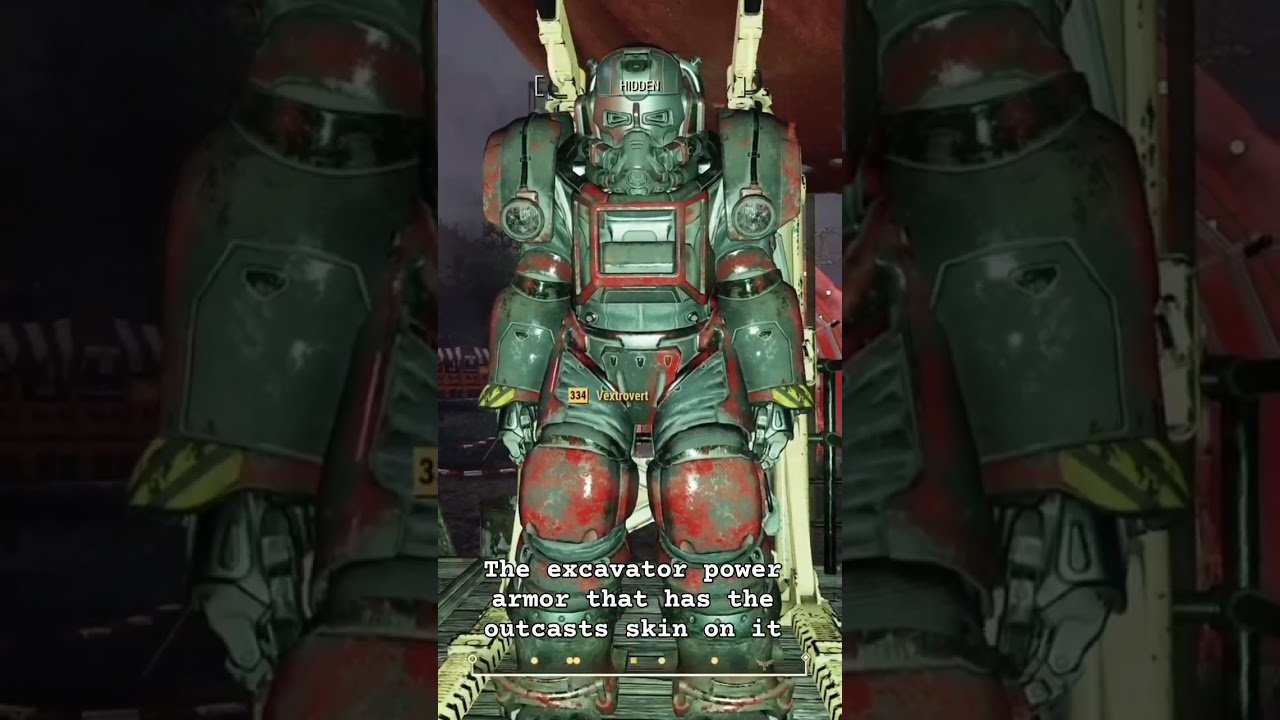 The excavator power armor that has the outcast skin on it #like #gaming #fallout76 #shorts #fallout