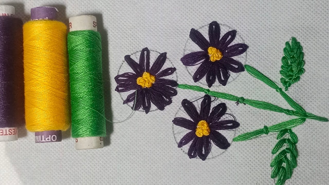 Simple hand Embroidery design #embroidery #flower #handembroidery 