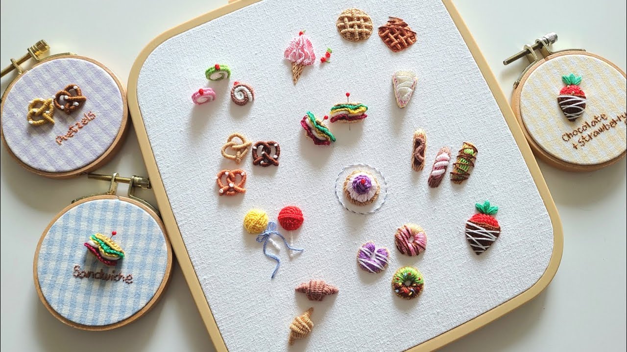[무료도안/Free pattern] 달콤한 디저트 자수 Sweet dessert embroidery