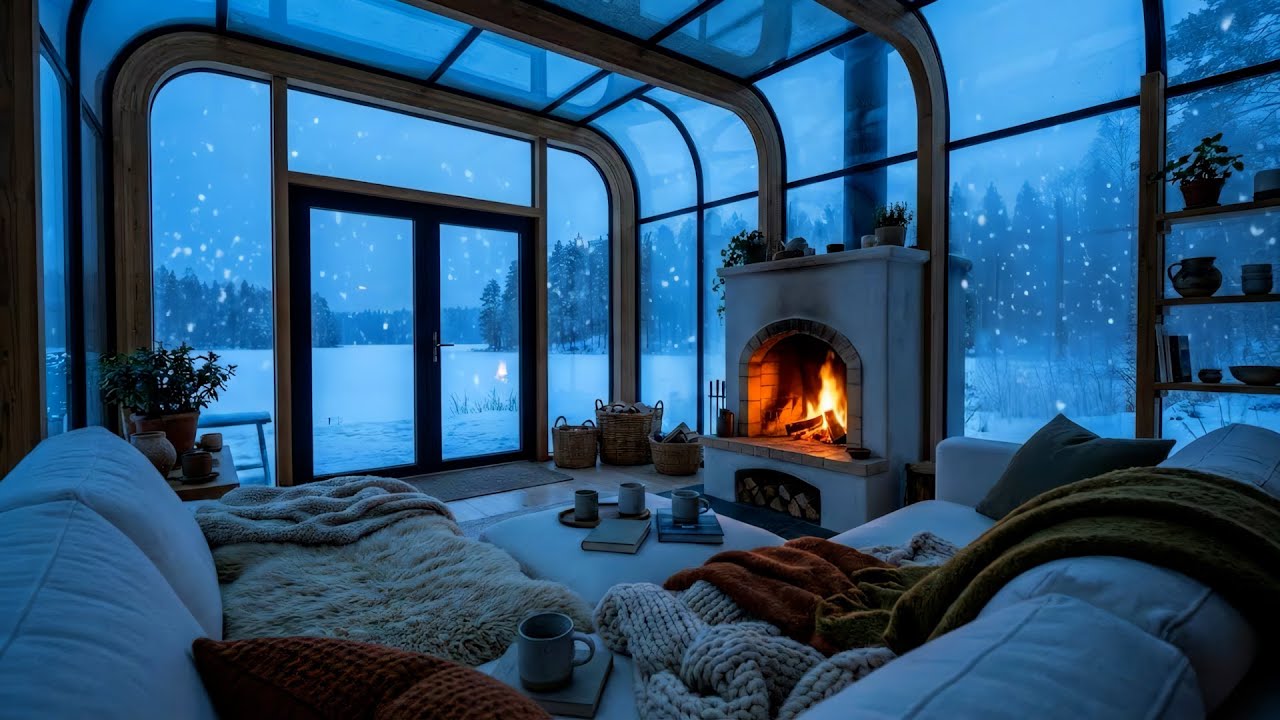 10 Hours Ethereal Winter Piano Lounge | Candlelight Fire Snow ❄️ Sleep Relaxation Study Calm 🎹