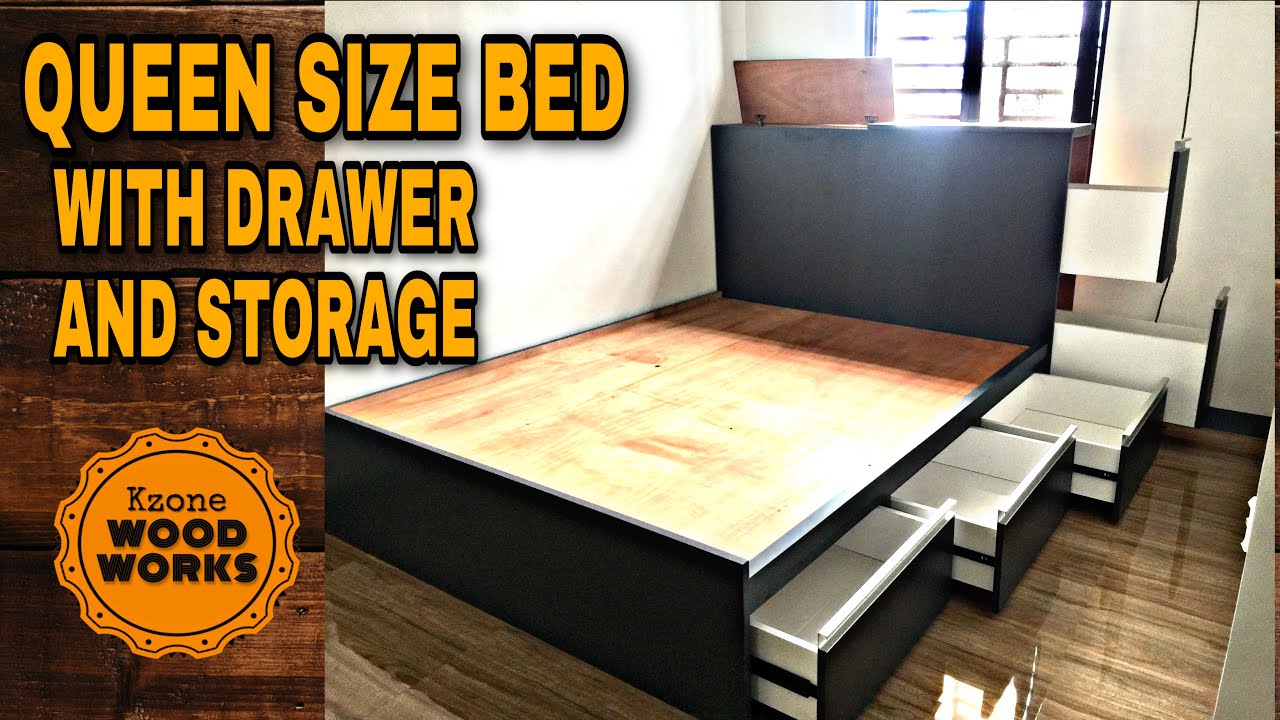PAANO GUMAWA NG QUEEN SIZE BED NA MAY STORAGE AT DRAWER