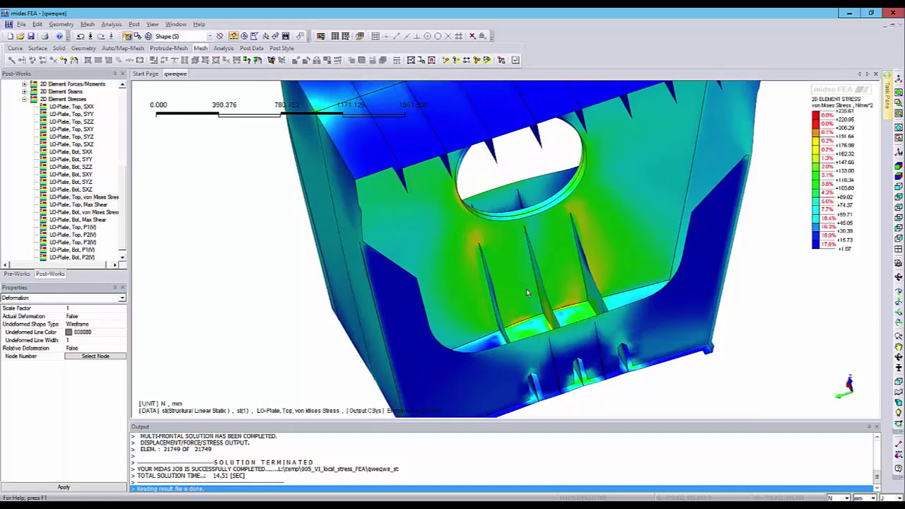 Расчет стального блока в midas FEA