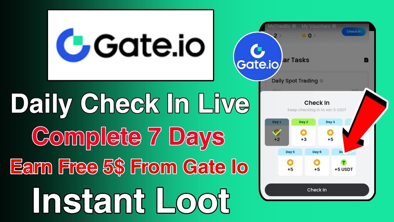 🎁 Earn FREE $5 in 7 Days on Gate.io Daily Check-In! 💰🔥 | Easy Crypto Reward Guide 2025 🚀