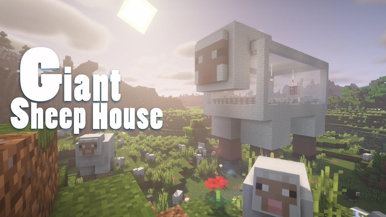 Minecraft | Giant Sheep House Tutorial : How to Build a Sky Farm for Sheep | shear wool