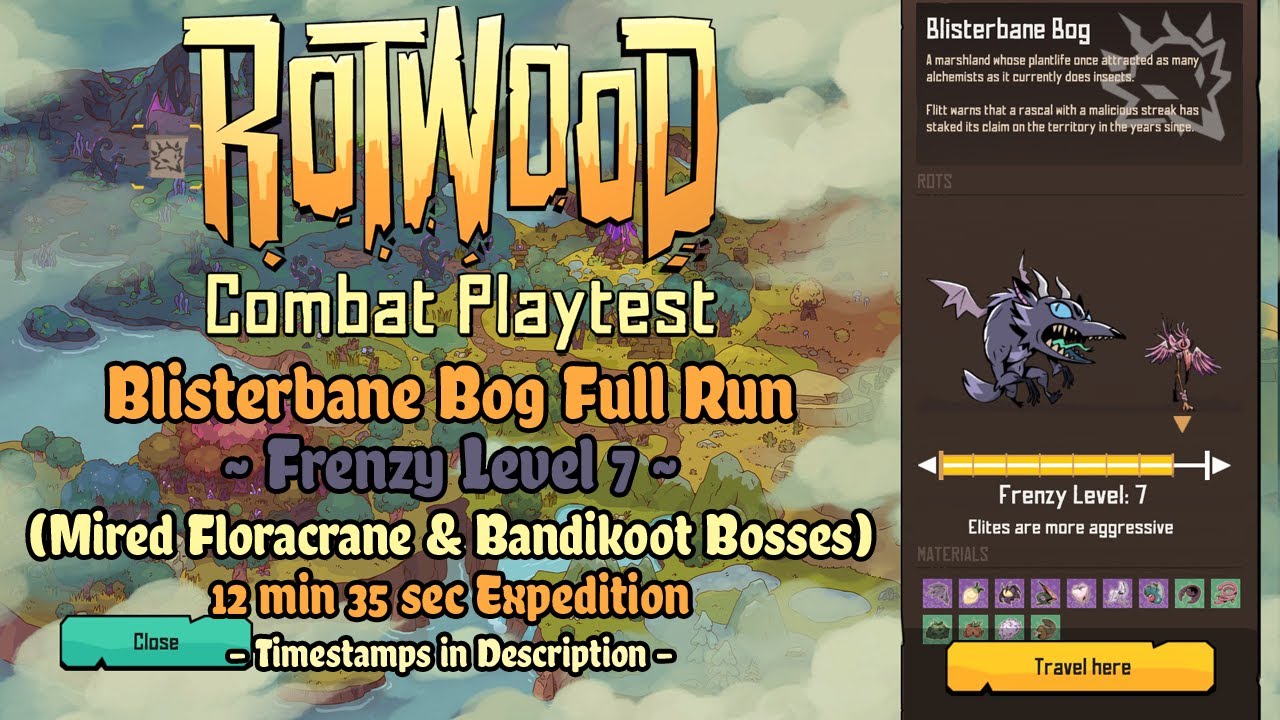 Rotwood Combat Focus Playtest - Blisterbane Bog [Frenzy Level 7] Full Run (Bandikoot Boss)