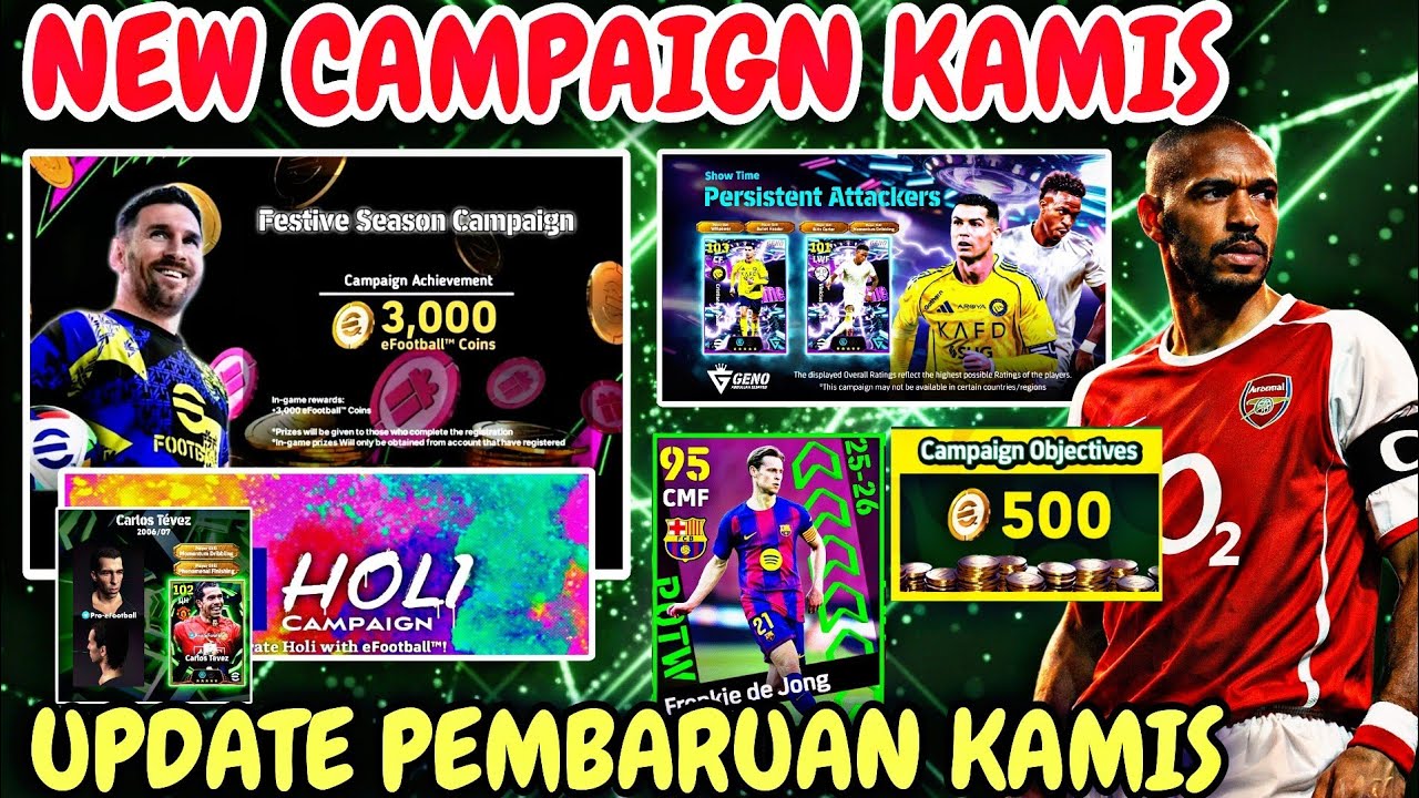 NEW CAMPAIGN GRATIS KOIN PEMBARUAN KAMIS 26 FEBRUARI FREE EPIC EFOOTBALL 2026 MOBILE