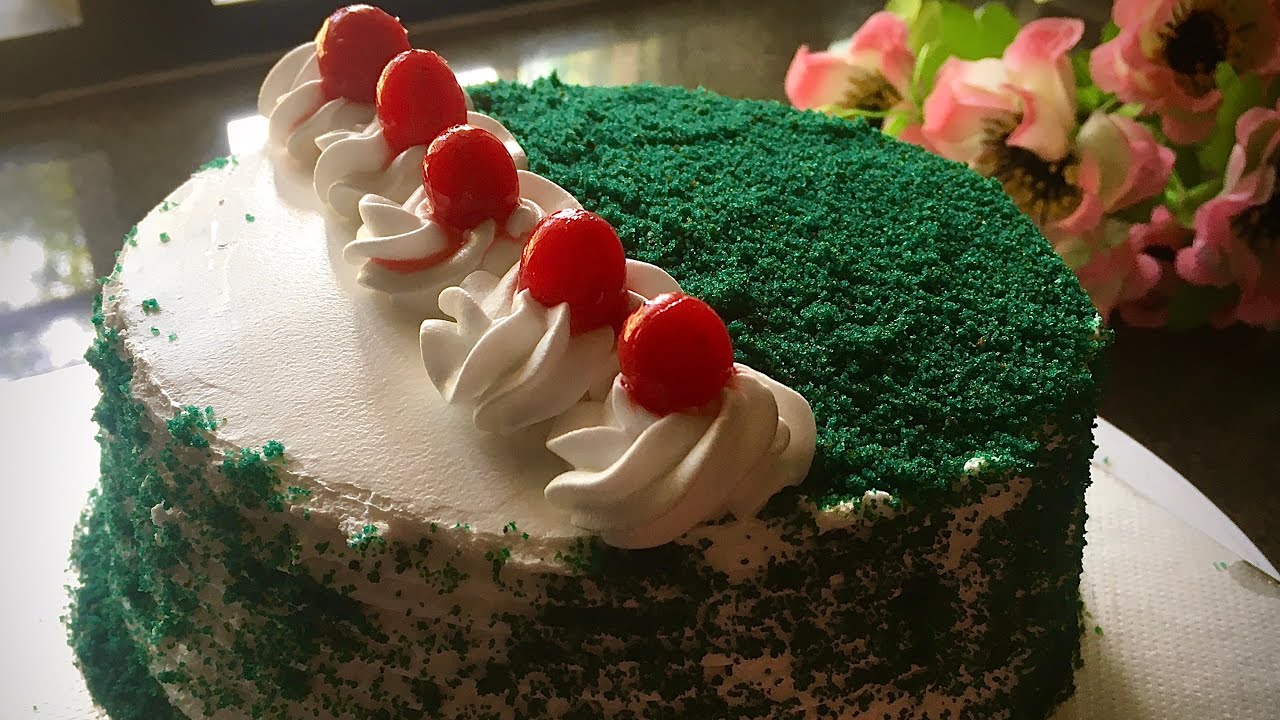 Simple green velvet cake/without cream cheese and butter milk/1 kg green velvet cake recipe