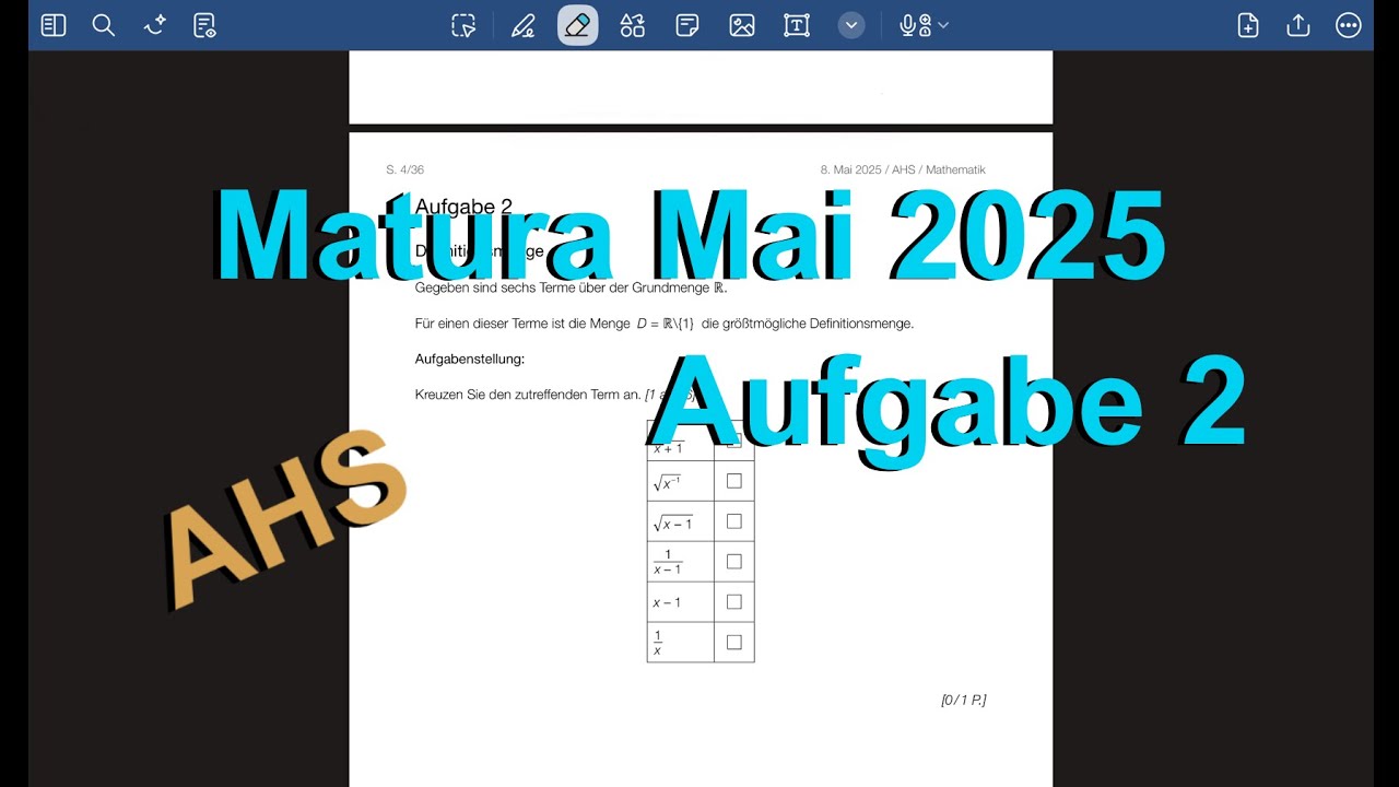 Matura Mai AHS 2025 – Aufgabe 2 einfach erklärt (Definitionsmenge)