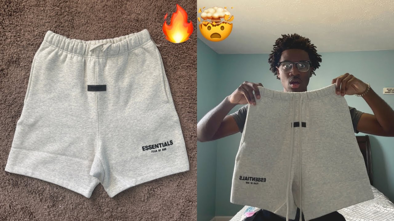 FEAR OF GOD ESSENTIALS LIGHT OATMEAL SHORTS UNBOXING AND REVIEW + SIZING🤯🔥💪🏾