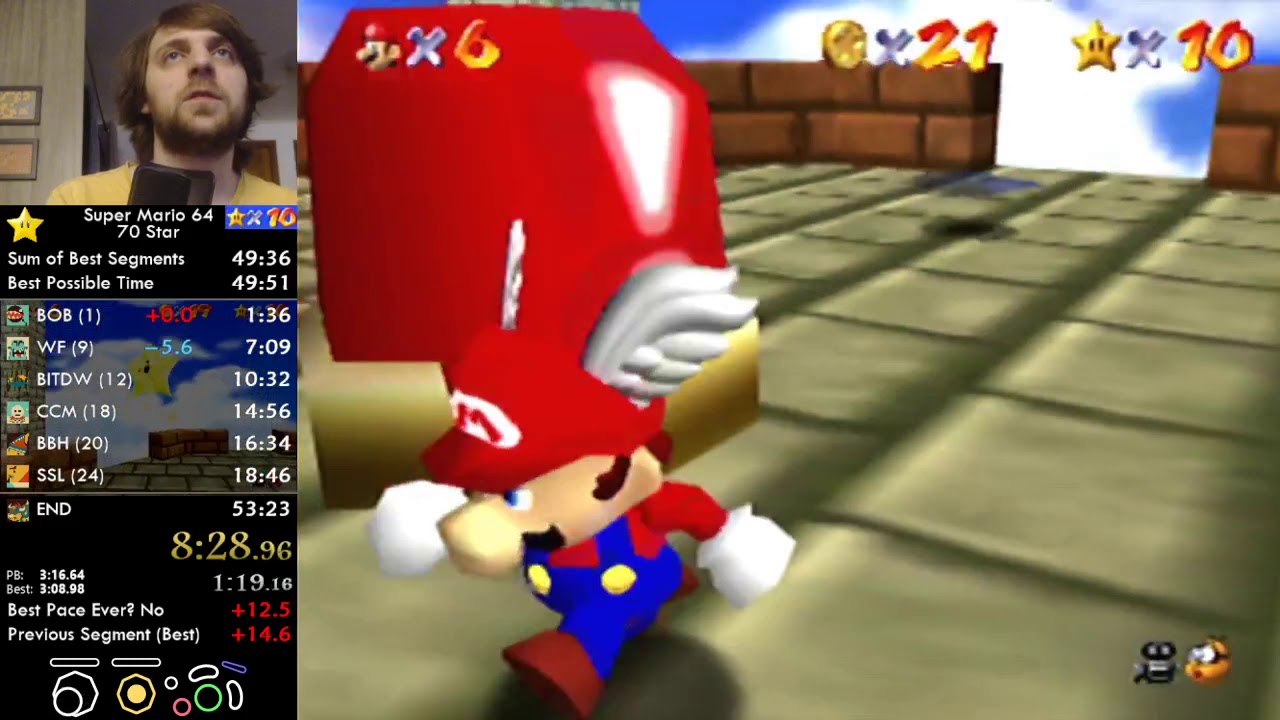 Super Mario 64 70 Star Speedrun in 52:48