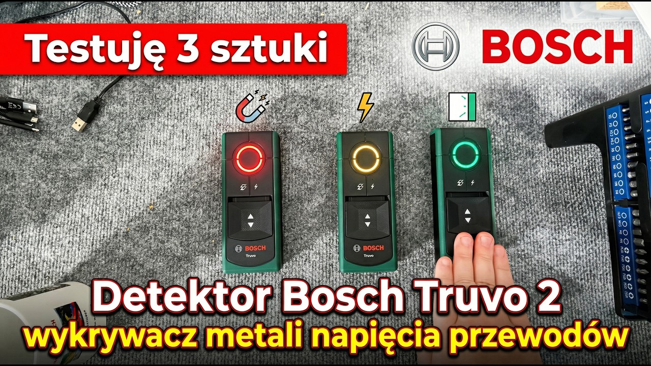 🆕 Test i recenzja: Detektor Bosch Truvo 2 x3 wykrywacz metali do 70mm napięcia przewodów do 50mm
