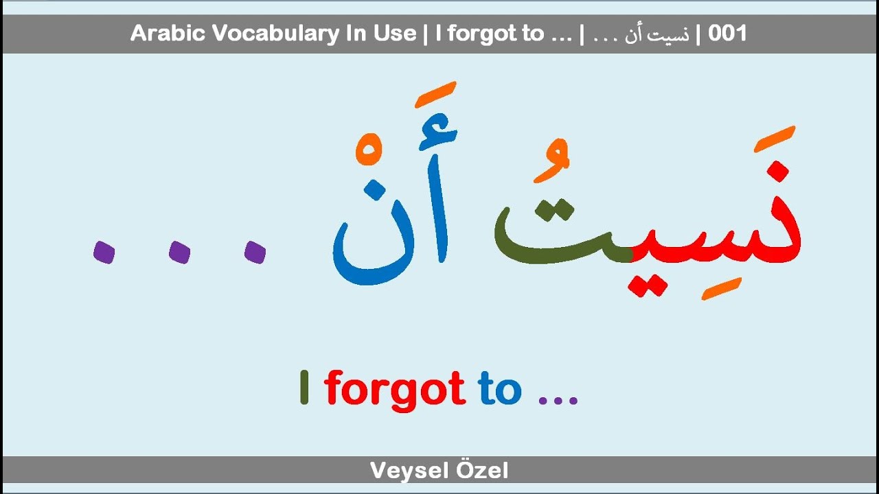 Arabic Vocabulary In Use | I forgot to &hellip; | (... نَسِيتُ أَنْ) | 001