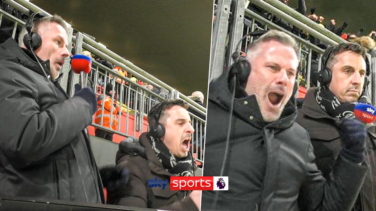 COMMS CAM! 🎥 Jamie Carragher and Gary Neville reaction to thrilling draw at Anfield!