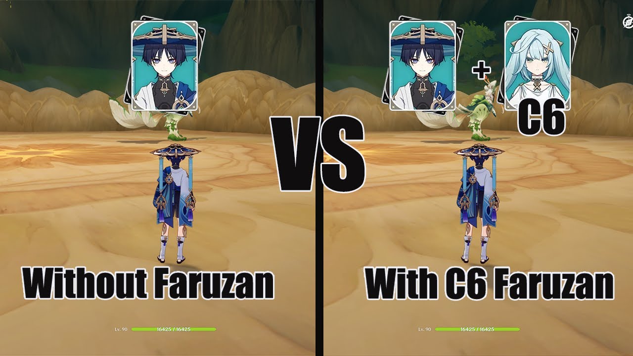 Wanderer Without And With C6 Faruzan - Genshin impact
