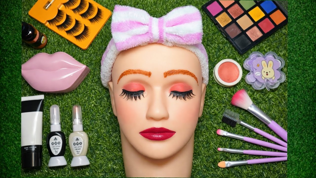 ASMR Makeup on Mannequin 🎭 (No Talking) | ASMR RUMI Kpop Demon Hunters Makeup 💋 🎀 Satisfying Videos
