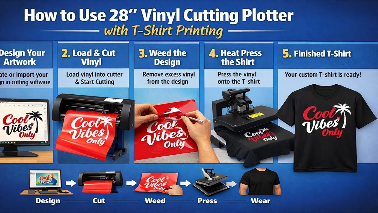 Beginner Tutorial: How to Use JK Vinyl Cutting Plotter with T-Shirt Printing