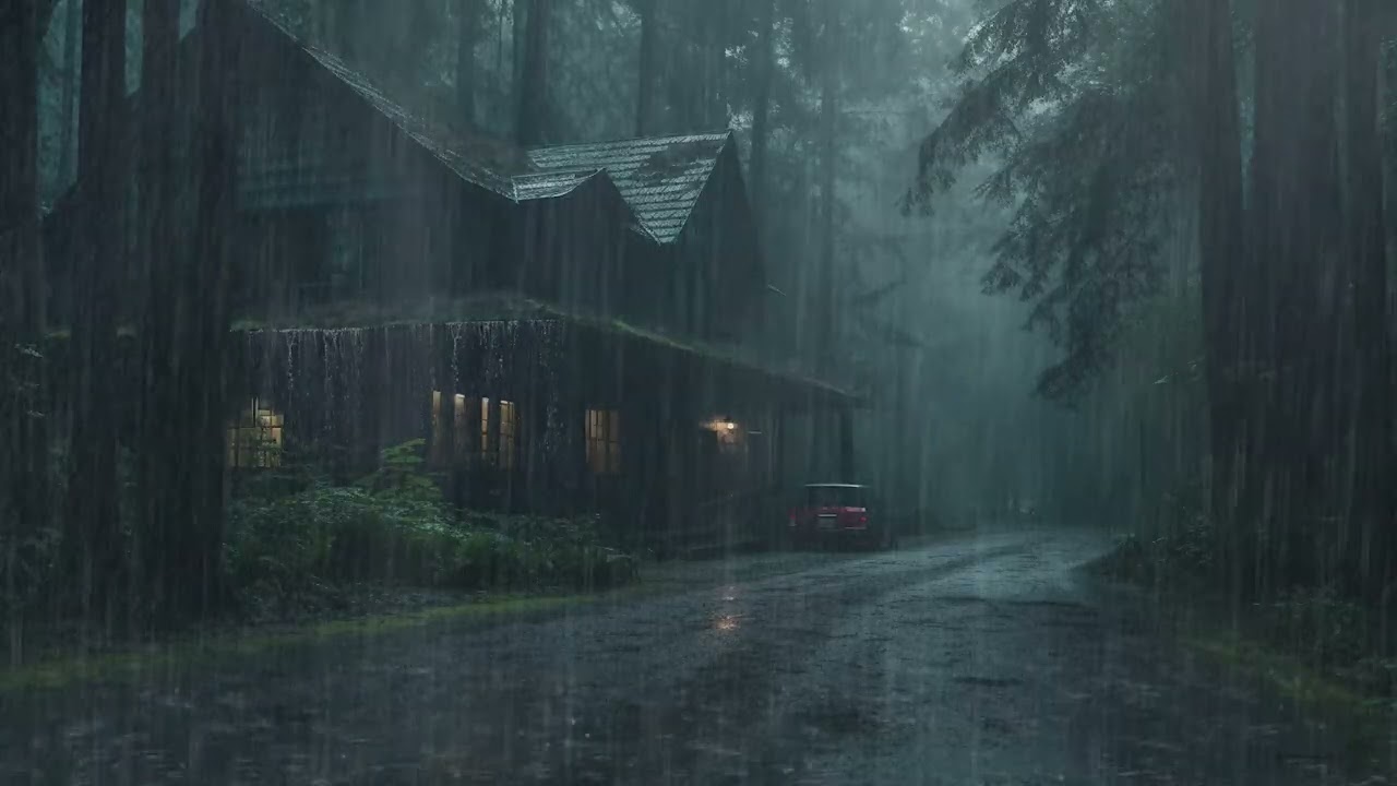 Relaxing Heavy Rain in the Deep Forest at Night for Peaceful Sleep and Calm Mind Natural Sounds