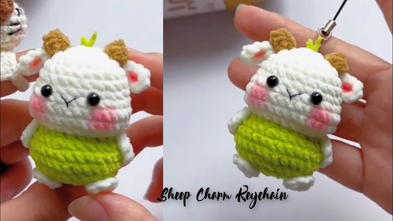 Sheep Charm Keychain for Beginner/#Crochet 