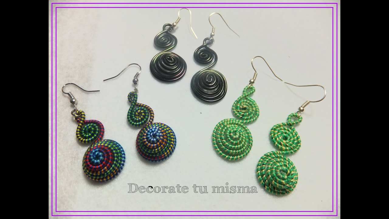 Pendientes de alambre con hilo