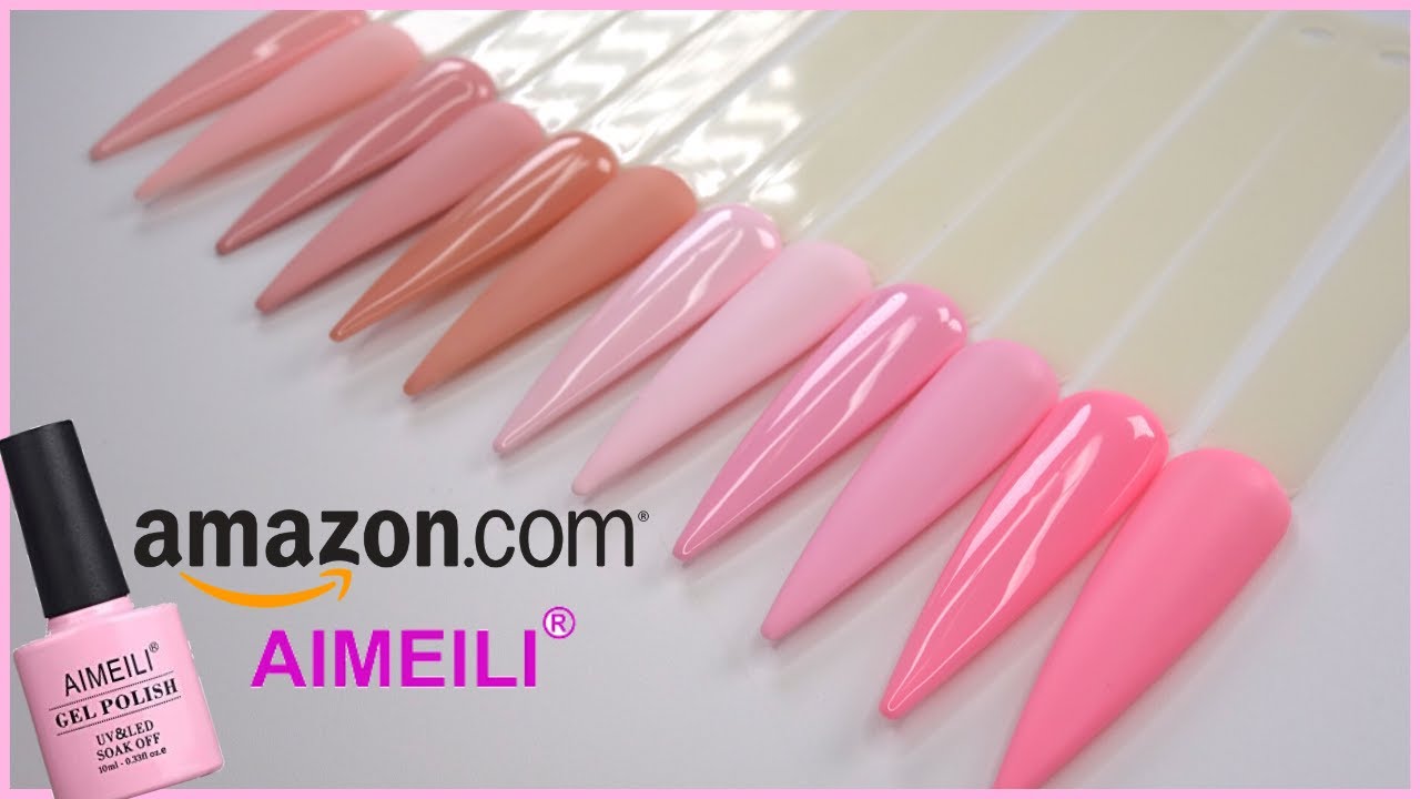 AIMEILI GEL POLISH SWATCHES | CHEAP AMAZON GEL NAIL POLISH | SET 31 PINKS & NUDES