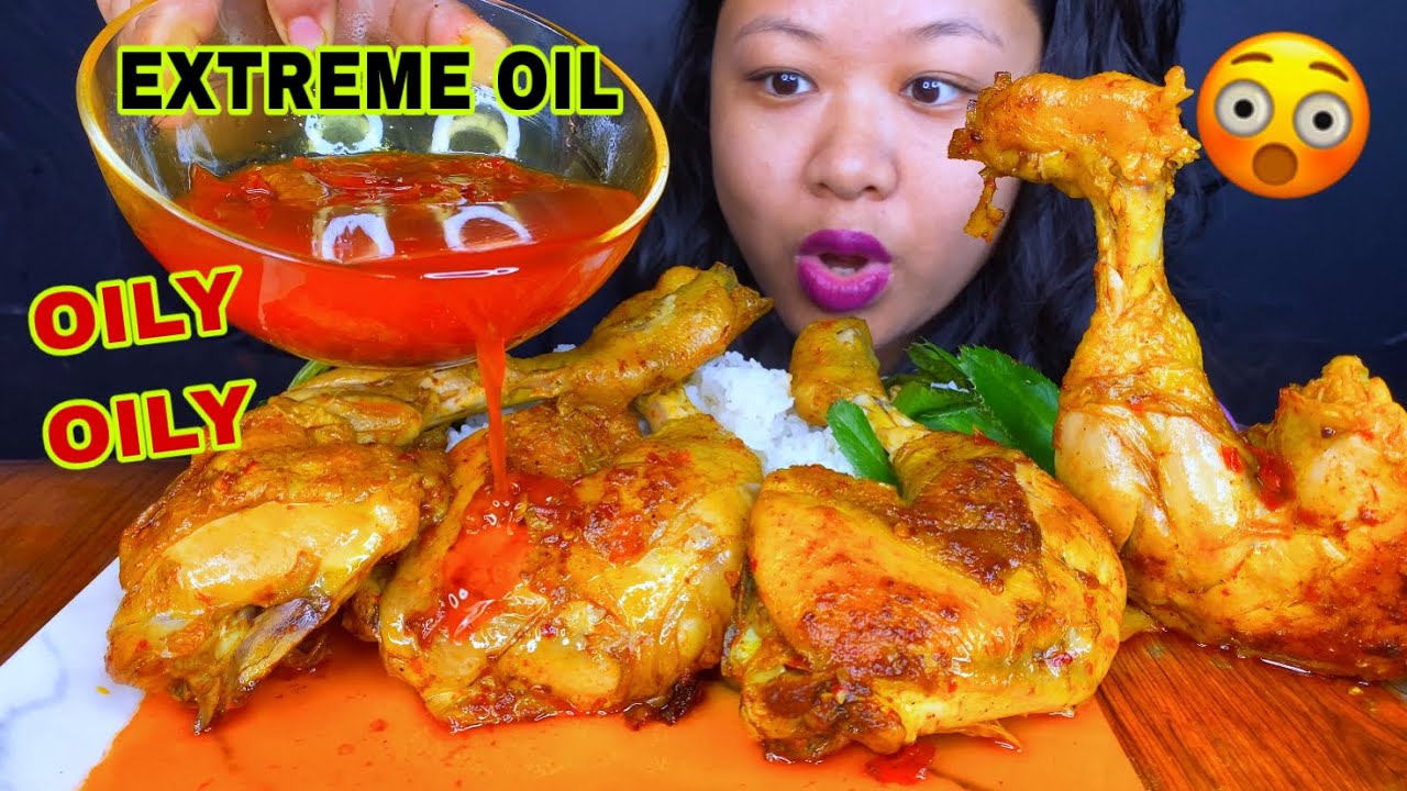 EXTREME ‘OIL’ EATING CHALLENGE🔥PASS👍OR FAIL👎EATING BIG SPICY CHICKEN THIGH CURRY MUKBANG ASMR