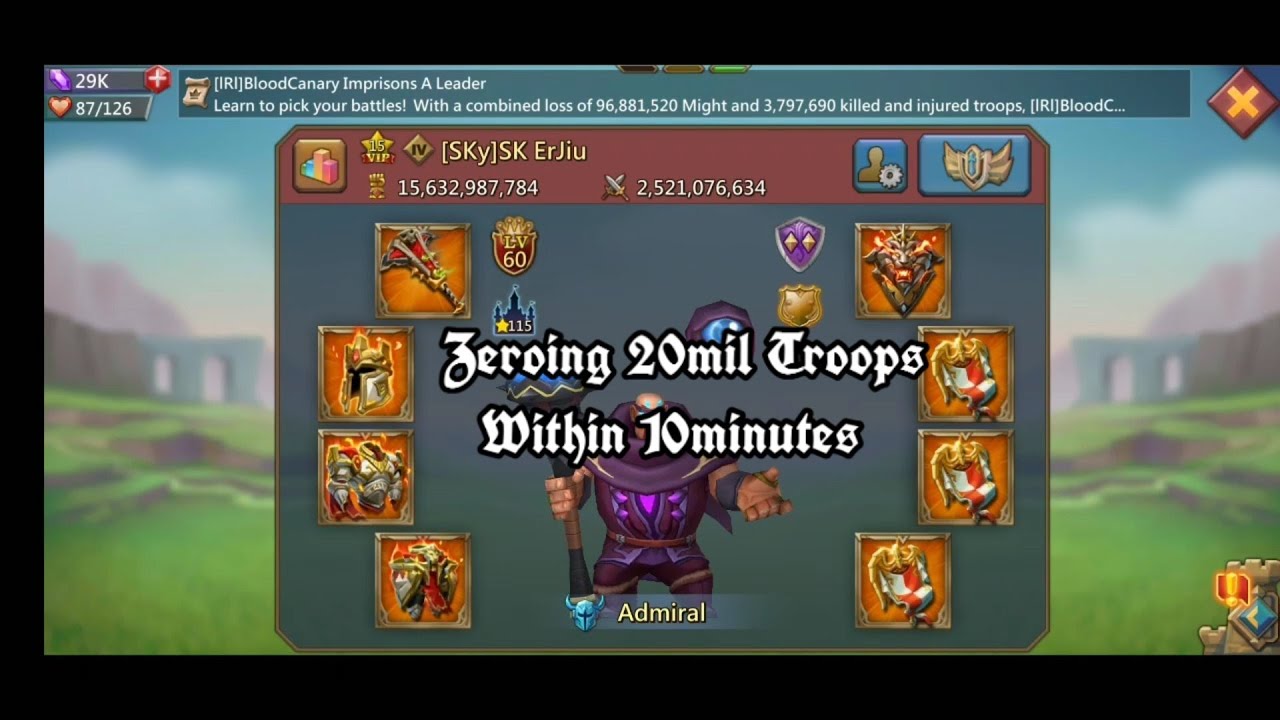 Sky Family Zeroing 20mil troops rally trap composition | Solo Trap Taking hit from Big guys Oopsie |