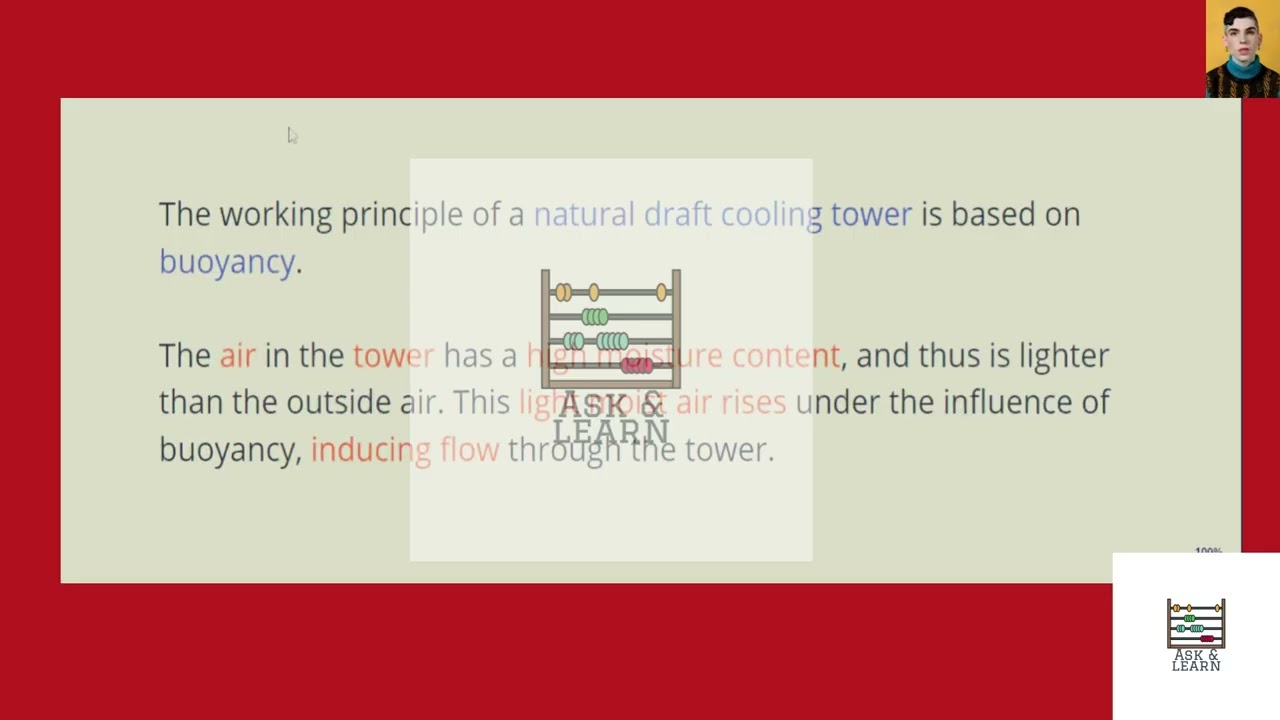 How does a natural-draft wet cooling tower work?