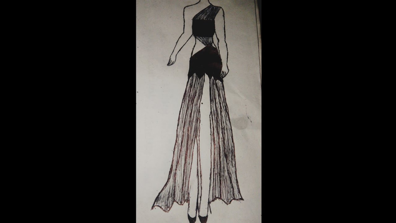Beautiful dress sketch design step by step watch full sketch video 