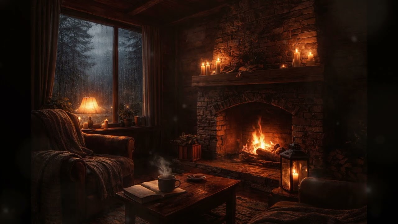 Warm Fireplace Night | Soft Piano for Deep Sleep & Calm Rest