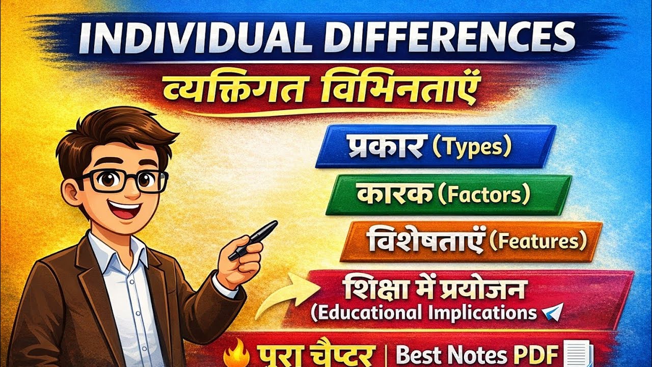 Individual differences| Factors |Types|features|Education Implication व्यक्तिगत भिन्नताएँ 
