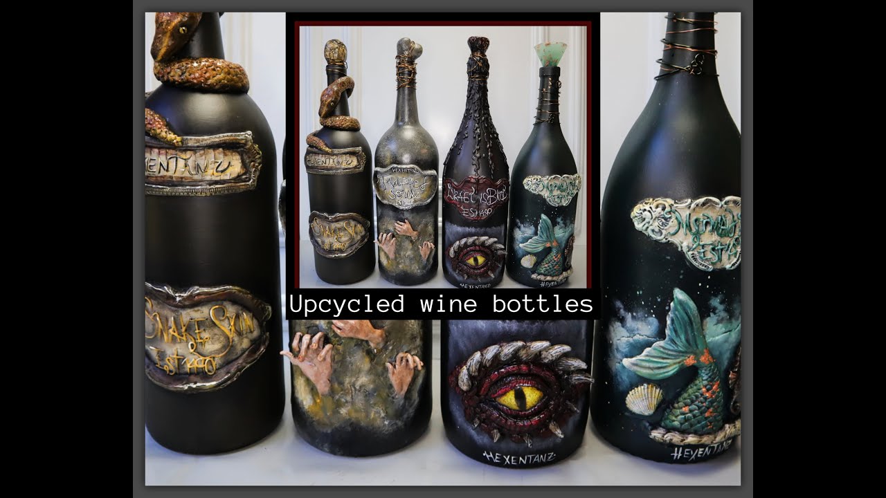 Upcycled wine bottles DIY tutorial / wine bottle crafts / Witch potion bottle crafts / Dragon eye