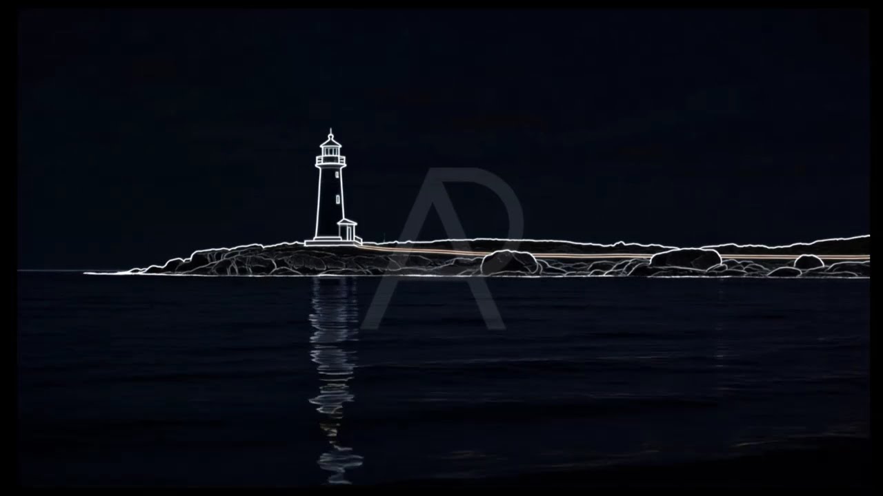 🌙 Lighthouse Driftline at Night | Soft Ocean Waves & Spa Music for Sleep & Focus