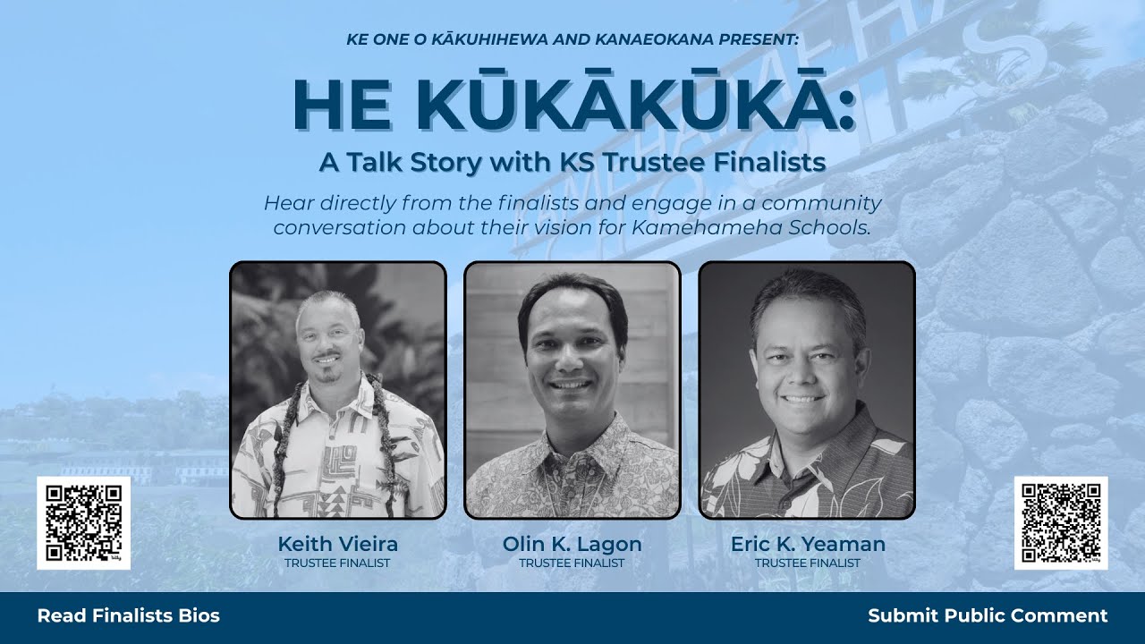 He Kūkākūkā: A Talk Story with the KS Trustee Finalists