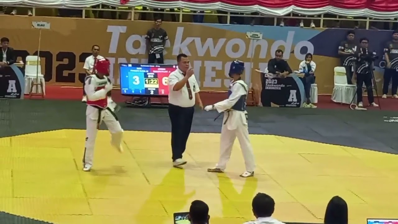 PON Babak Kualifikasi 2023, Kyorugi U58, Raihan (merah) Jateng vs Riau (biru), Raihan menang
